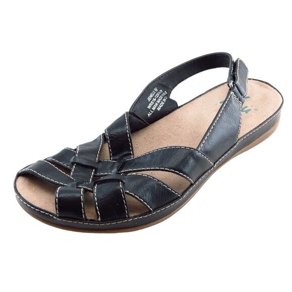 YUU Slingback Sandals Black Synthetic Women Shoes Size 6‎ Medium - Picture 1 of 6